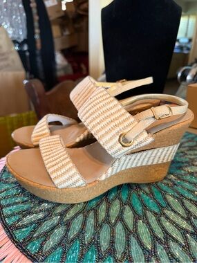 Vintage Platform Wedges Stripes